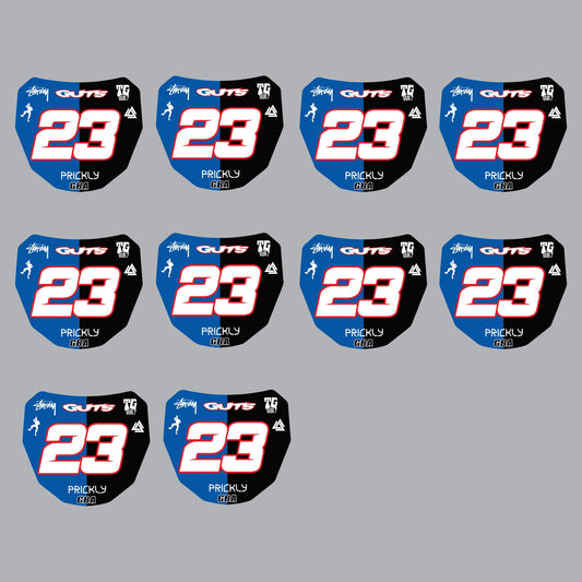 10 x Mini ODI / Surron downhill race plate sticker decal half colour