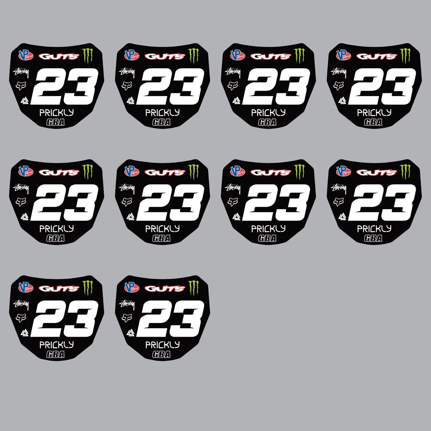 10 x mini ODI / Surron downhill race plate sticker decal classic left